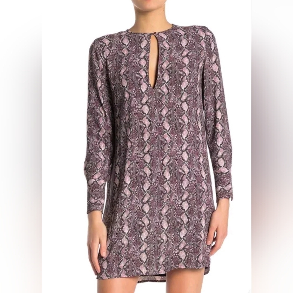 Equipment Pure Silk Python Print Dress | Size XL | Pink & Black Snake Midi